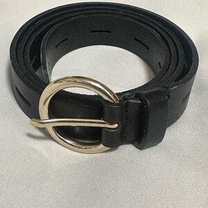 Martina Morí Elegant Black Leather Belt with silver  Buckle size Md made Italy
